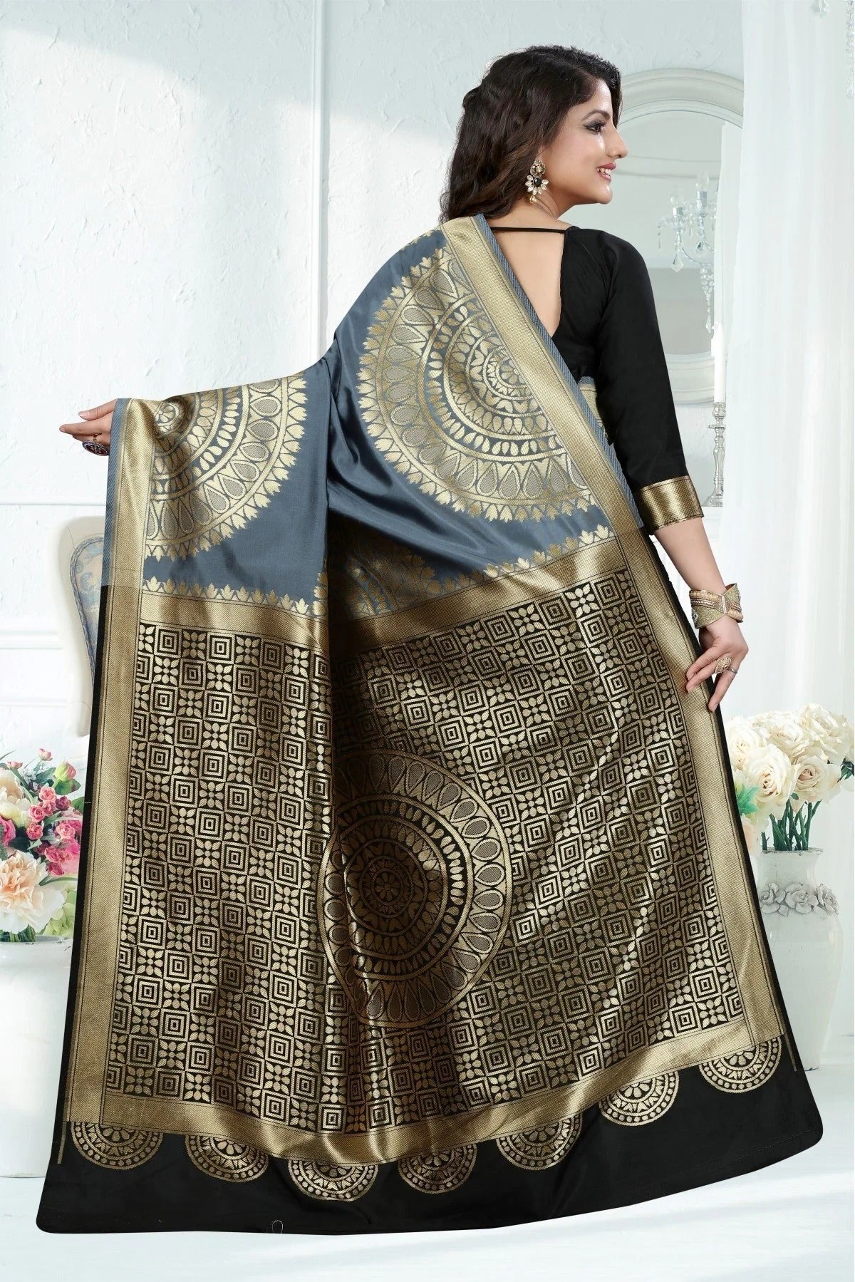 Grey Banarasi Art Silk Woven Saree NCSD11210793