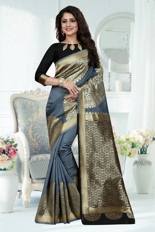 Grey Banarasi Art Silk Woven Saree NCSD11210793