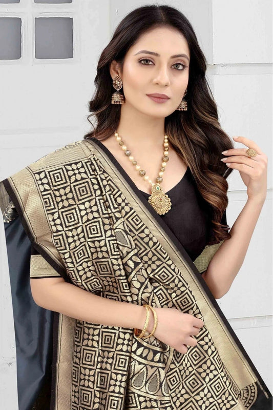 Grey Banarasi Art Silk Woven Saree NCSD11210839