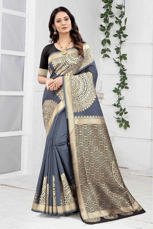 Grey Banarasi Art Silk Woven Saree NCSD11210839