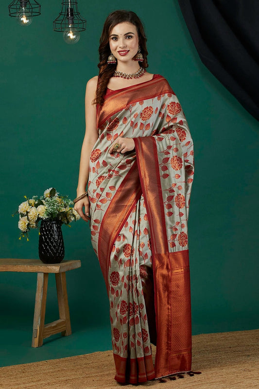 Grey Banarasi Silk Traditional Saree NCSD11111518