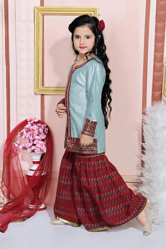 Grey Chanderi Silk Embroidery Sharara Suit NCGW10710785