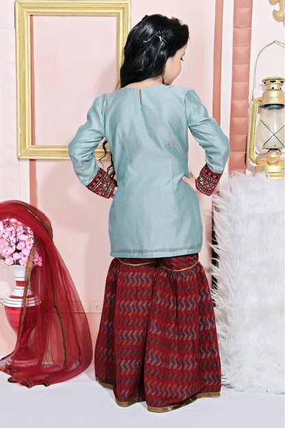 Grey Chanderi Silk Embroidery Sharara Suit NCGW10710785