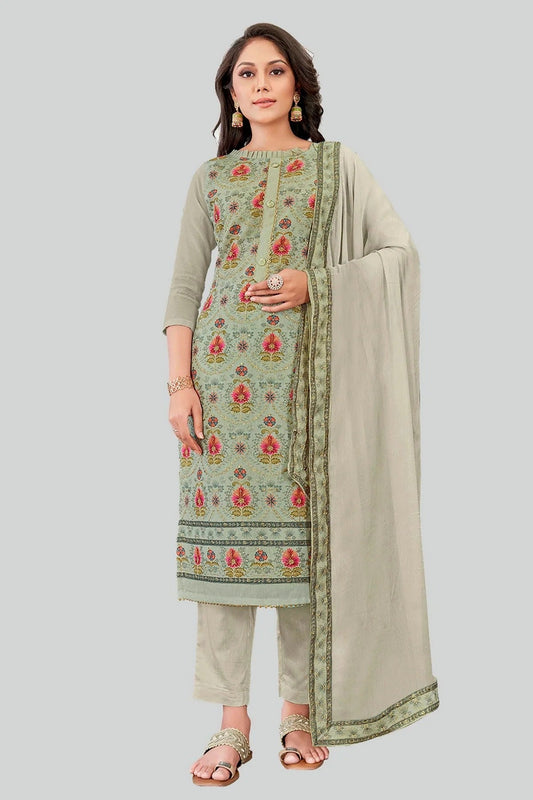 Grey Chanderi Silk Pant Style Suit NCSM11112401