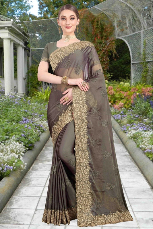 Grey Chiffon Designer Saree NCSD11210697