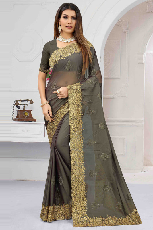 Grey Chiffon Designer Saree NCSD11210924