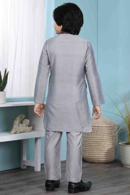 Grey Cotton Silk Kurta Pajama NCBW10710685