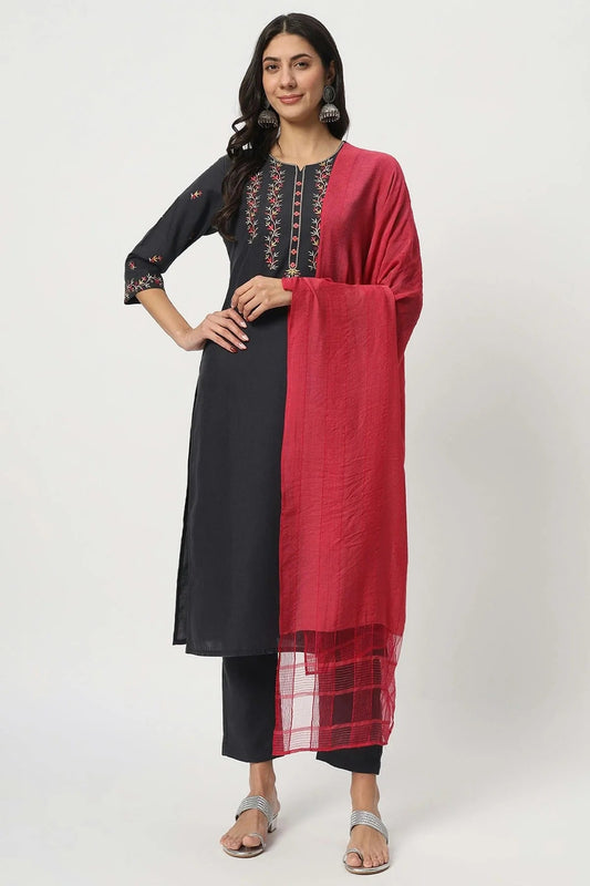 Grey Cotton Stitched Salwar Suit NCSS11111949