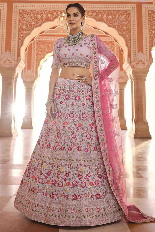 Grey Crepe Thread Lehenga Choli NCLC10810482
