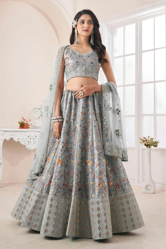Grey Embroidery Art Silk Lehenga Choli NCLD10810230