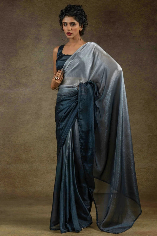 Grey Fendi Satin Silk Ready To Wear Saree NCSD11210138