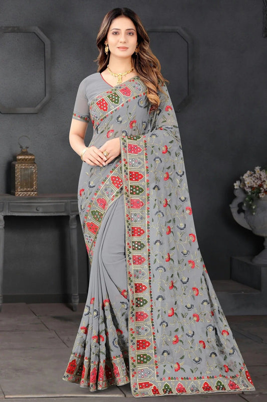 Grey Georgette Designer Saree NCSD10910157