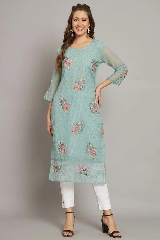 Grey Georgette Kurti NCKR11112079