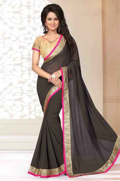 Grey Georgette Lace Saree NCSD11210669