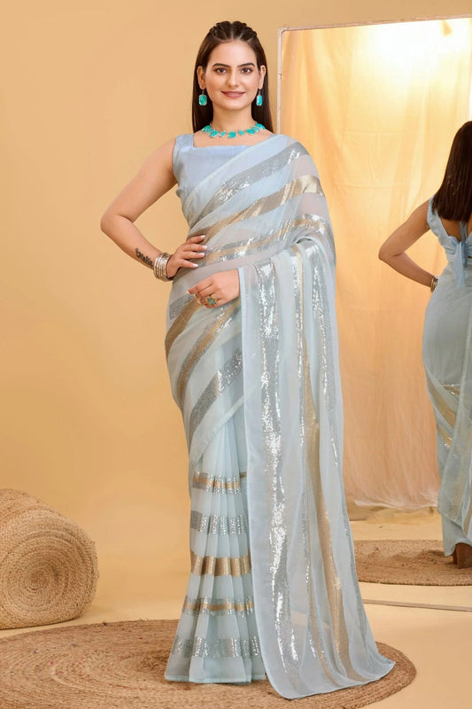 Grey Georgette Saree NCSD11112591