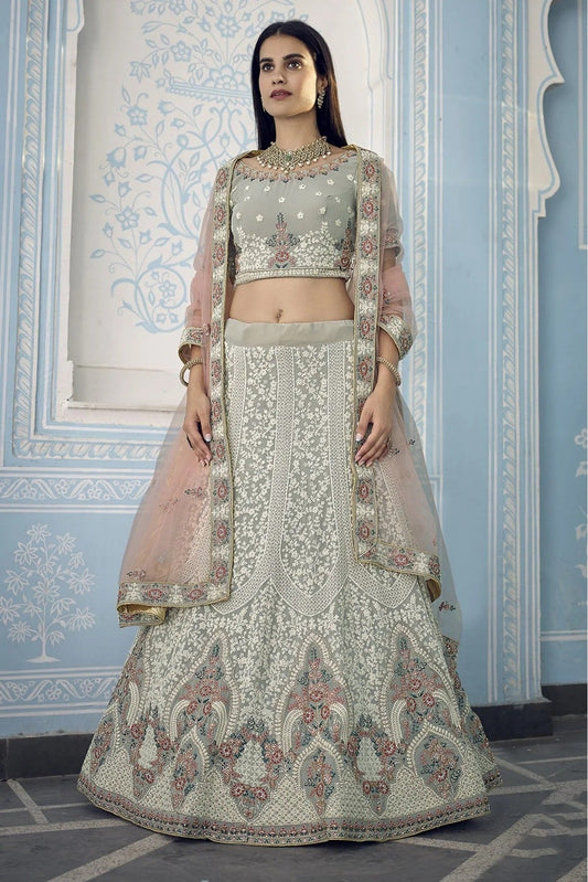 Grey Georgette Thread Lehenga Choli NCLC10810588