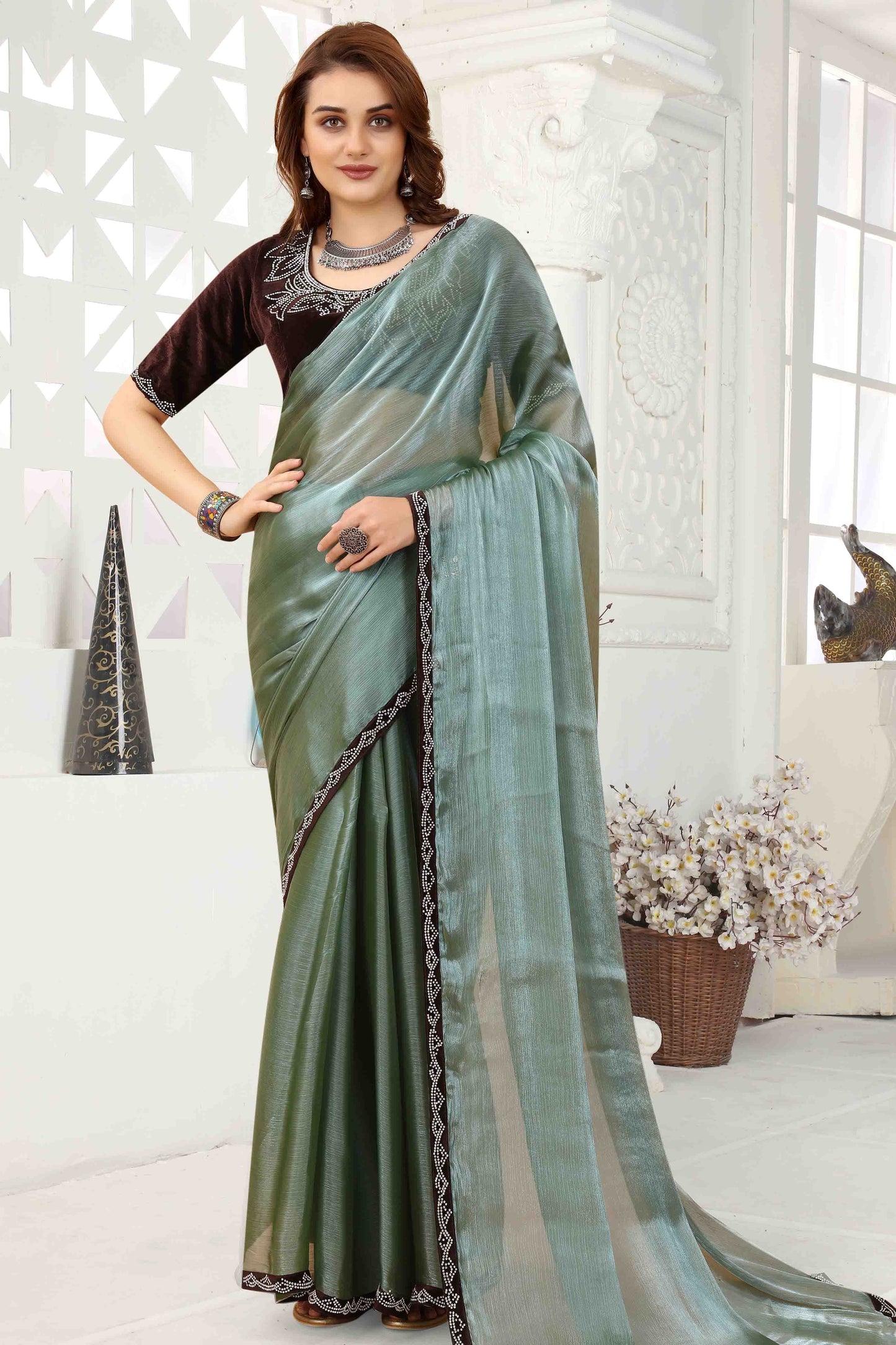Grey Jimmy Choo Crush Designer Saree NCSD11210882