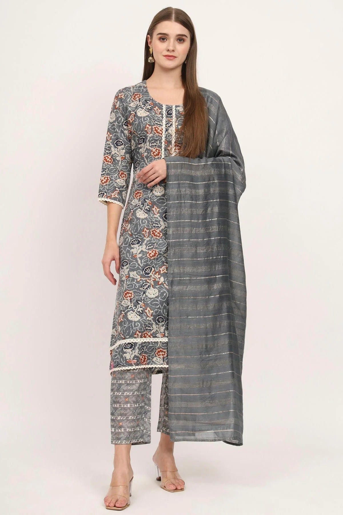 Grey Magic Cotton Stitched Salwar Suit NCSS11111901