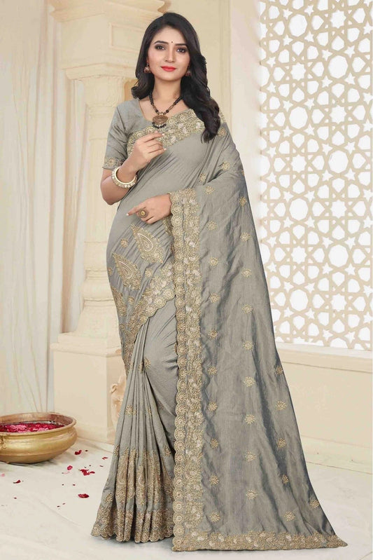 Grey Mayo Silk Designer Saree NCSD11210638