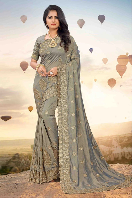 Grey Mayo Silk Designer Saree NCSD11210657