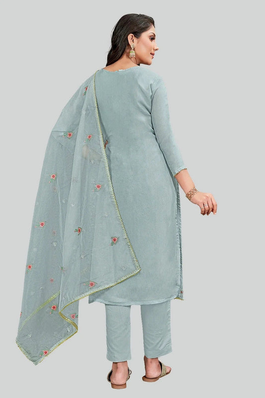 Grey Modal Silk Pant Style Suit NCSM11112357