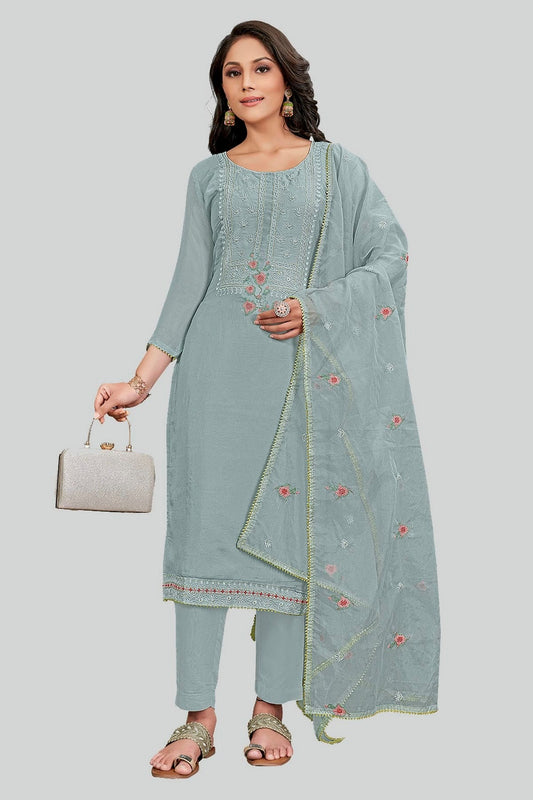Grey Modal Silk Pant Style Suit NCSM11112357