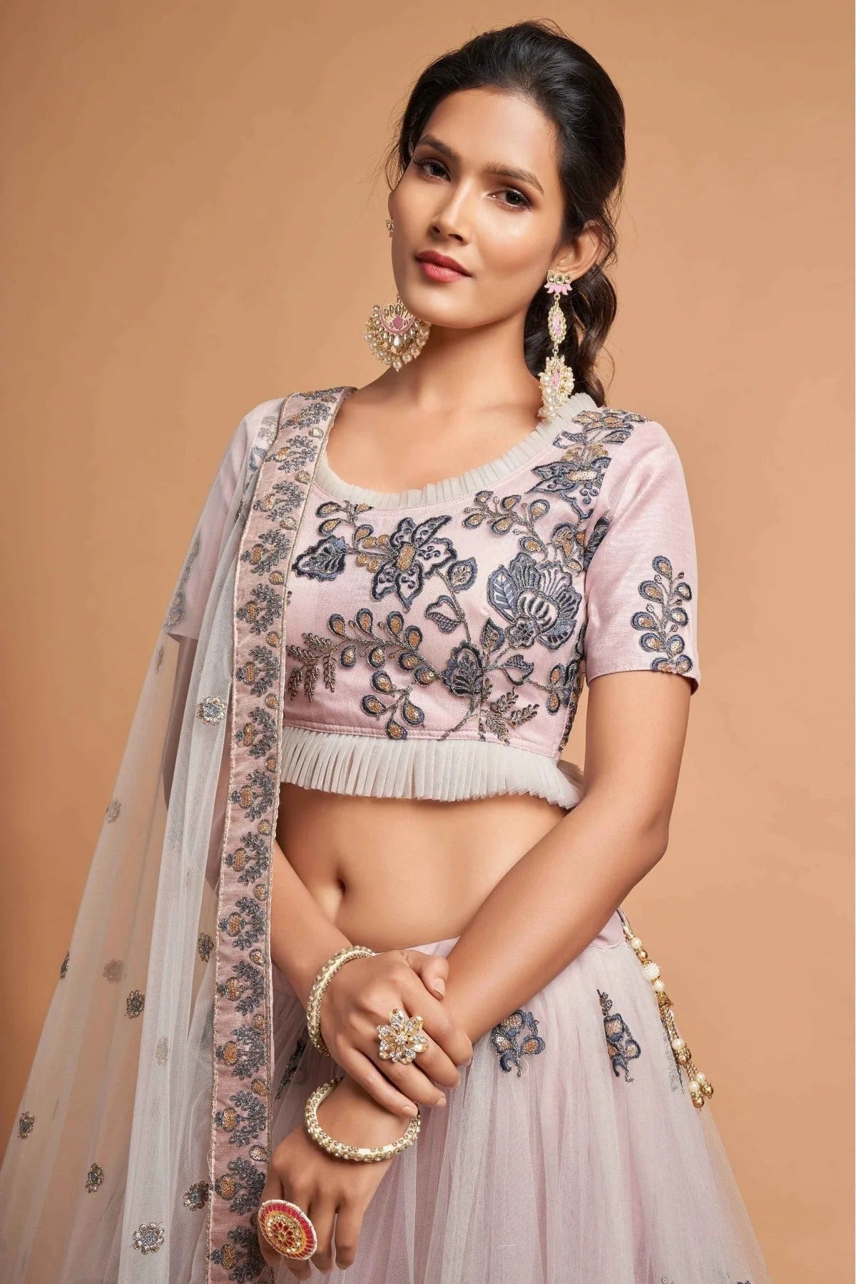 Grey Net Lehenga Choli NCLC10110350