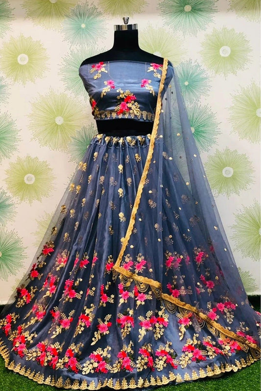 Grey Net Lehenga Choli NCLC10210125