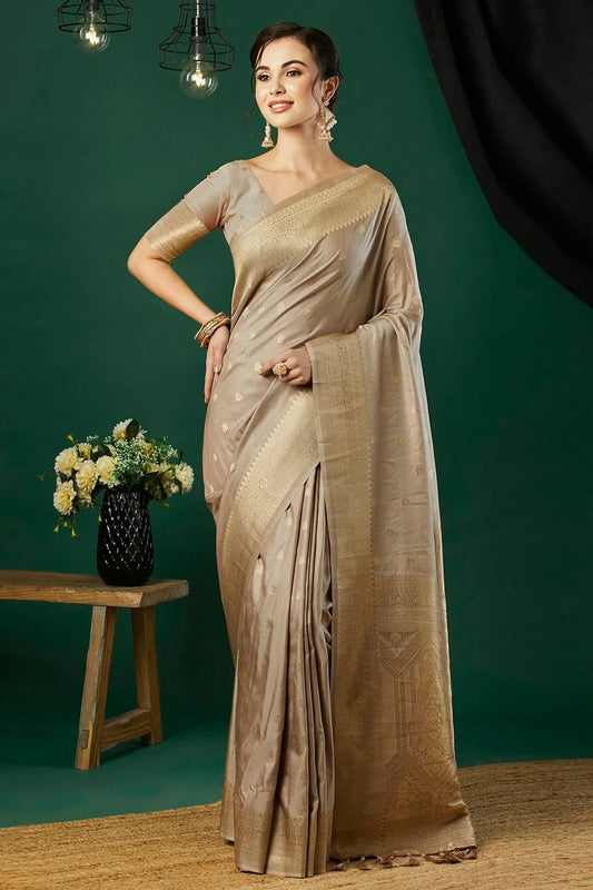 Grey Nylon Banarasi Traditional Saree NCSD11111503