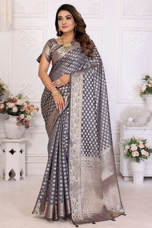Grey Organza Traditional Saree NCSD11111096