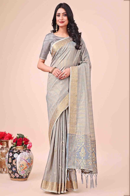 Grey Organza Woven Traditional Sarees  NCSD11110278