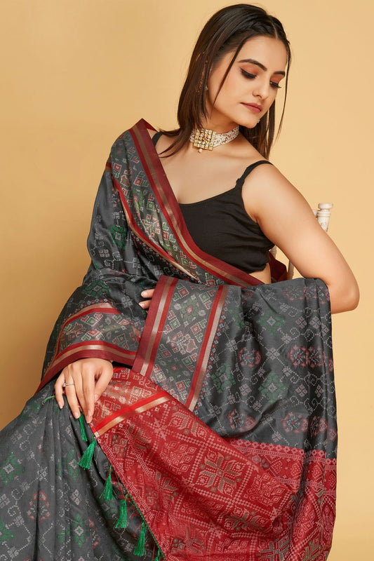 Grey Patola Silk Saree NCSD11112569