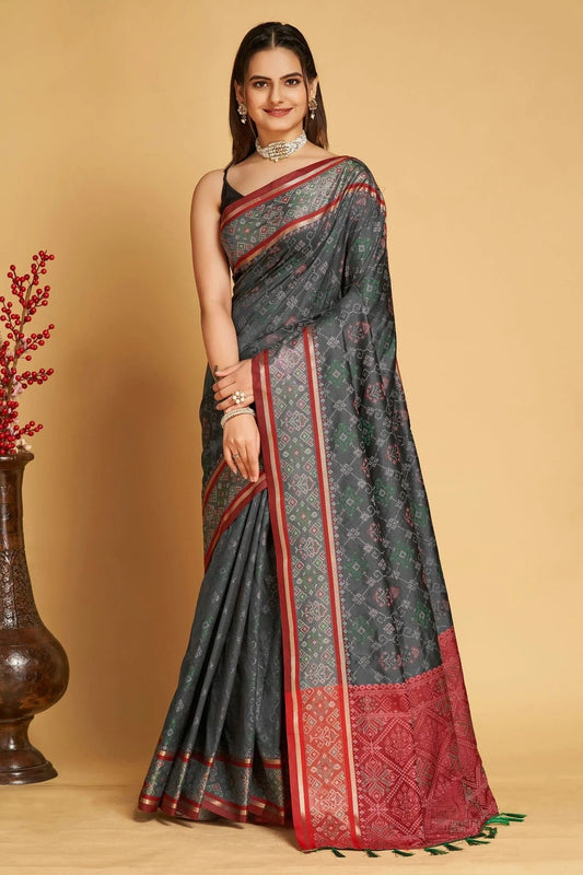 Grey Patola Silk Saree NCSD11112569