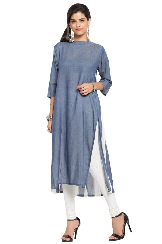 Grey Plus Size Cotton Kurti NCKR10710159