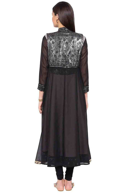 Grey Plus Size Crepe Embroidery Palazzo Pant Suit NCSS10710554