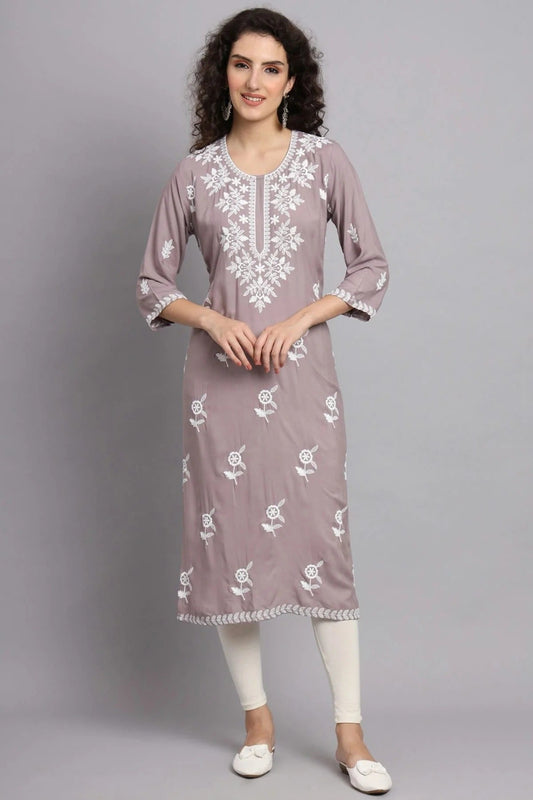 Grey Rayon Kurti NCKR11112150