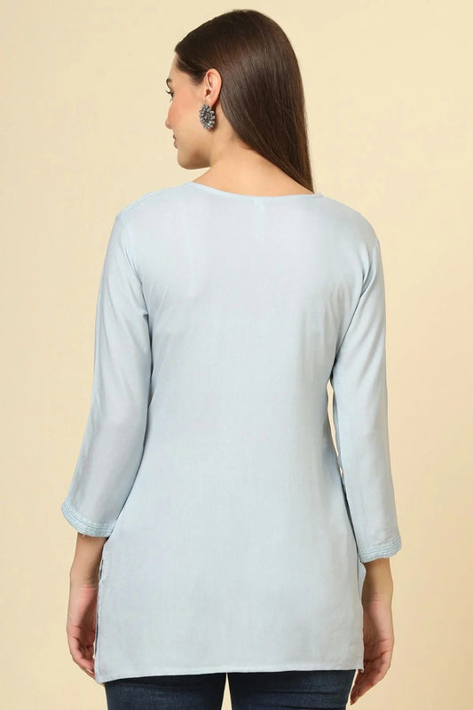 Grey Rayon Readymade Top  NCTP11112249