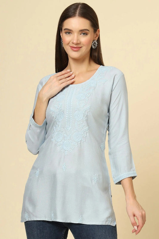 Grey Rayon Readymade Top NCTP11112249