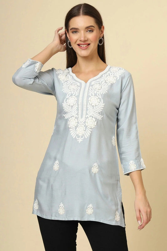 Grey Rayon Readymade Top NCTP11112263