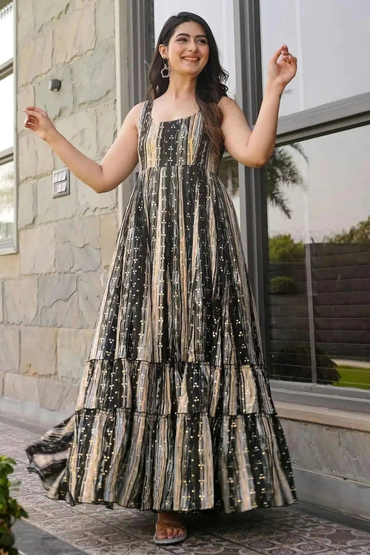Grey Rayon Stitched Gown NCGW11111385