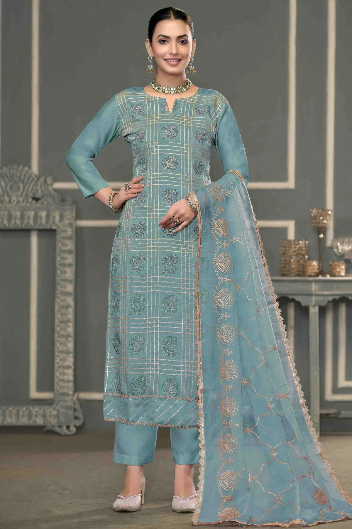 Grey Roman Cotton Pant Style Suit NCSM11110699