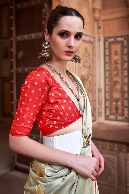 Grey Satin Silk Saree NCSD11112509