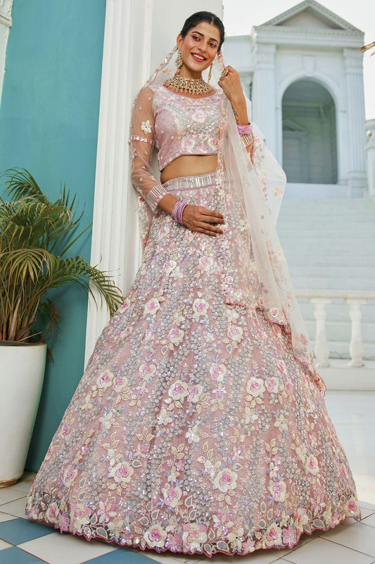 Grey Semi Stitched Tissue Lehenga Choli NCLC11111227