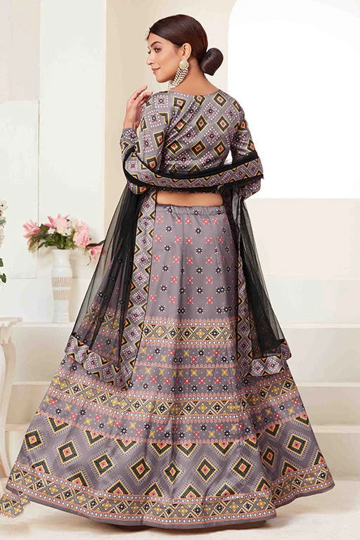 Grey Silk Designer Lehenga Choli NCLC12410143