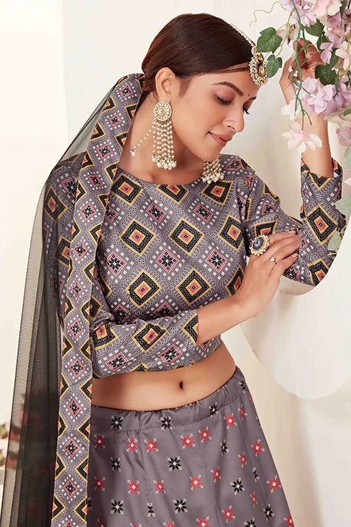 Grey Silk Designer Lehenga Choli NCLC12410143