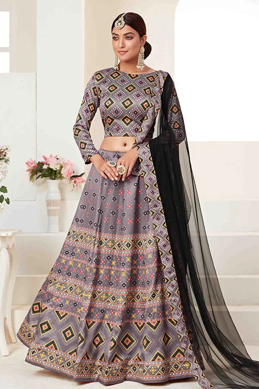 Grey Silk Designer Lehenga Choli NCLC12410143