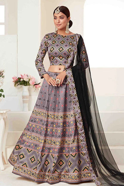 Grey Silk Designer Lehenga Choli NCLC12410143