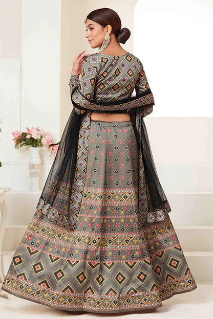 Grey Silk Designer Lehenga Choli NCLC12410150