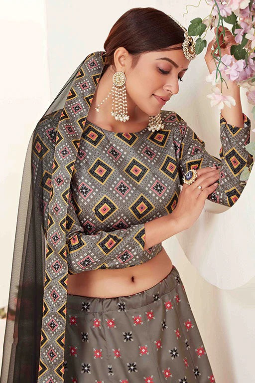 Grey Silk Designer Lehenga Choli NCLC12410150