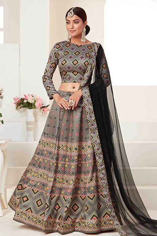 Grey Silk Designer Lehenga Choli NCLC12410150